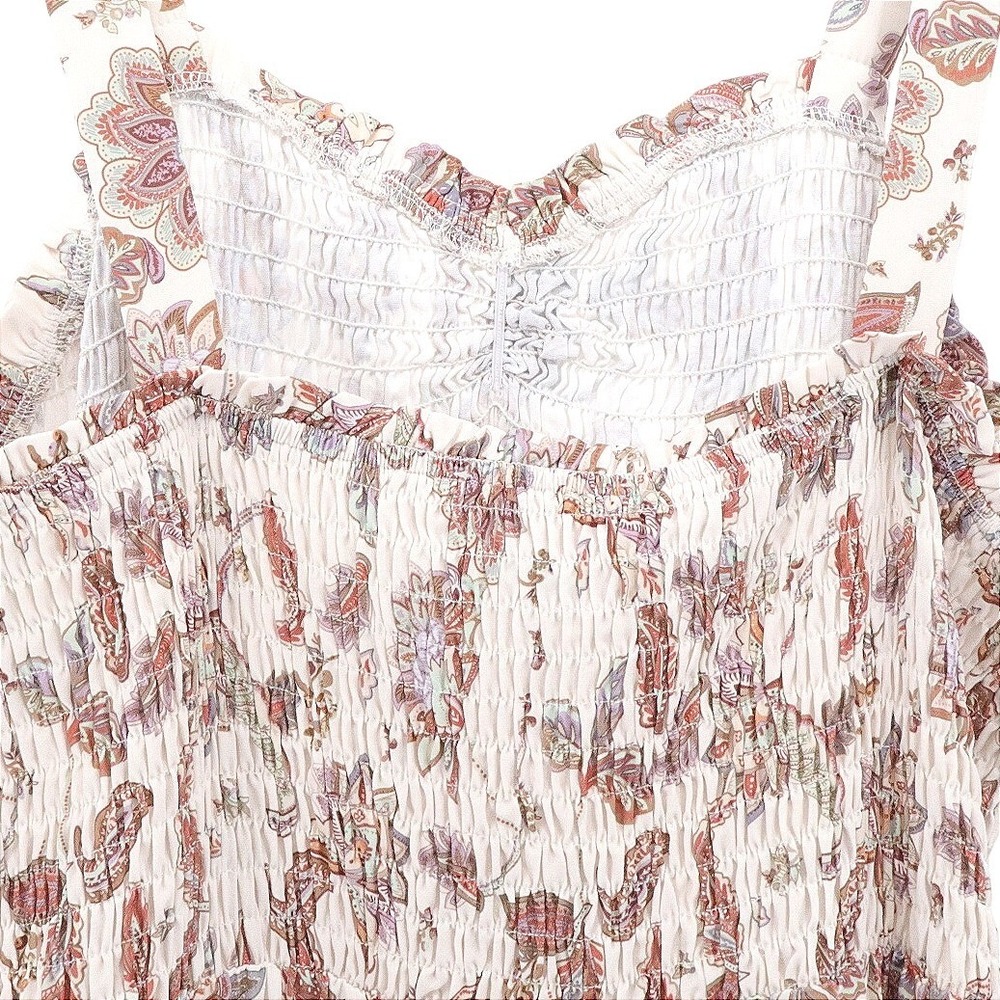 NWT Grace Karin Floral Paisley Smocked Midi Dress Ruffle Hem Sleeveless 2XL - Picture 6 of 9